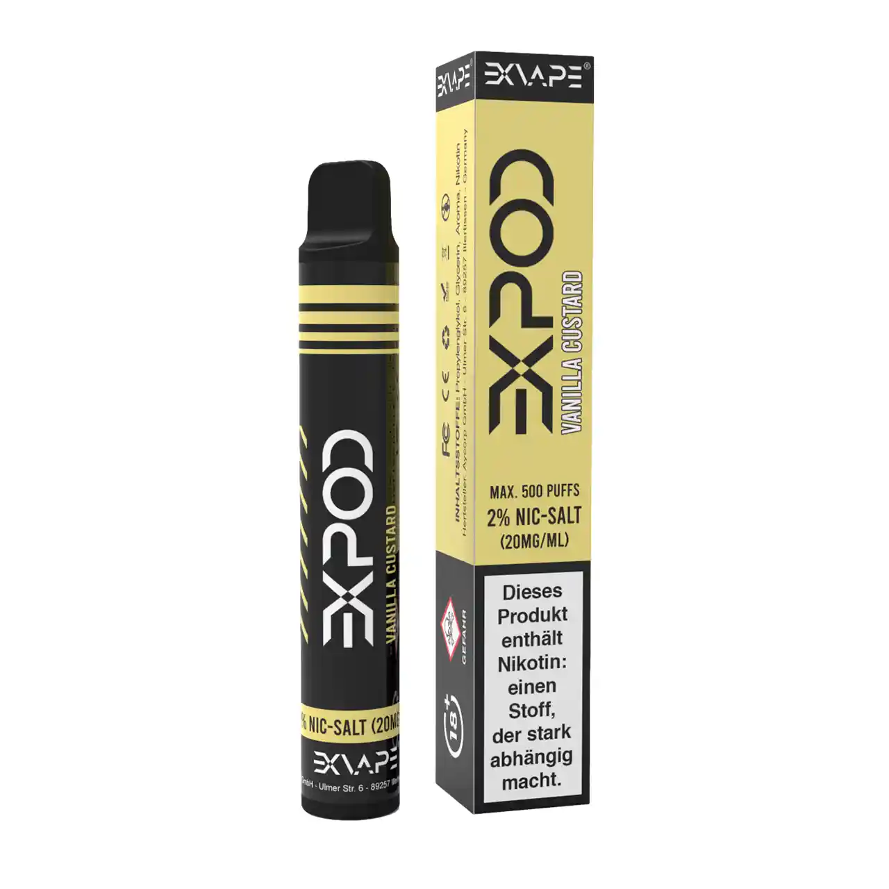 Exvape Expod Vanilla Custard Einweg E-Zigarette Verpackung